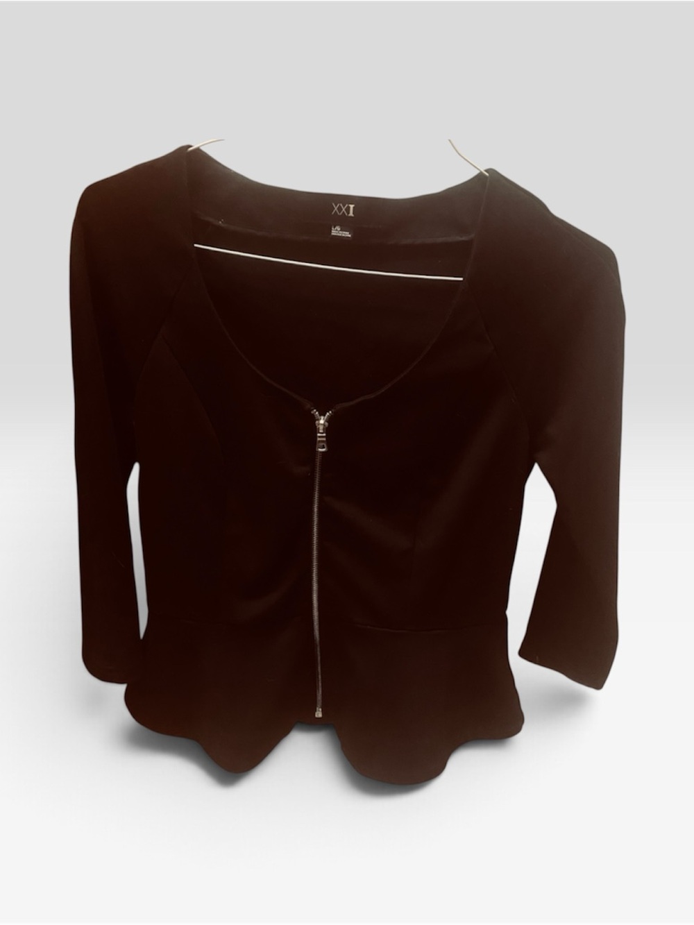 Forever 21 Black Zip-Front Peplum Blazer